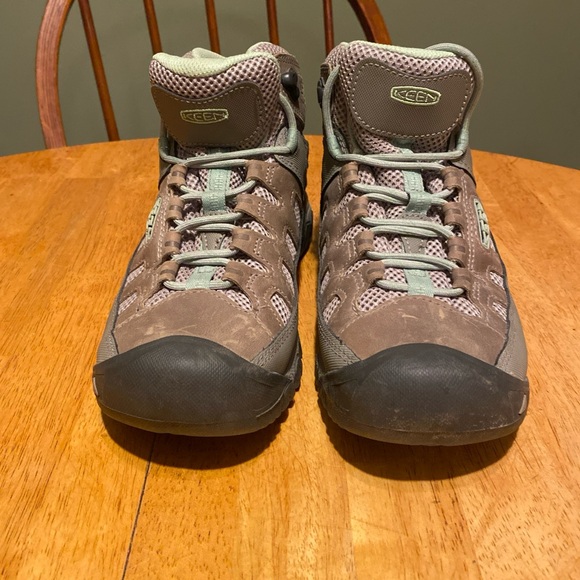 Women's 8 M Keen Targhee III Mid Waterproof Hiking Boots Fumo Brown Quiet Green - Picture 4 of 15